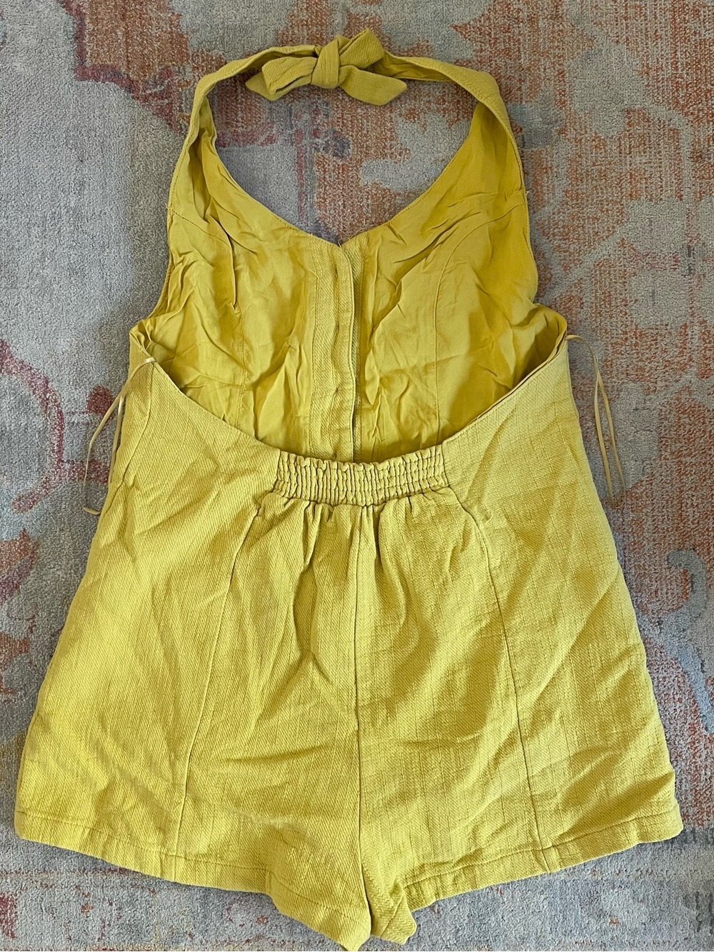 MABLE Yellow Halter Button-Front Romper - Picture 7 of 9